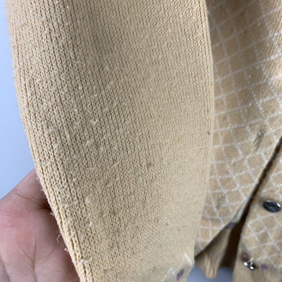 Jersild Vintage 50s 60s Womens Wool Cardigan Sweater European Sz 42 Yellow Tan - Picture 3 of 4